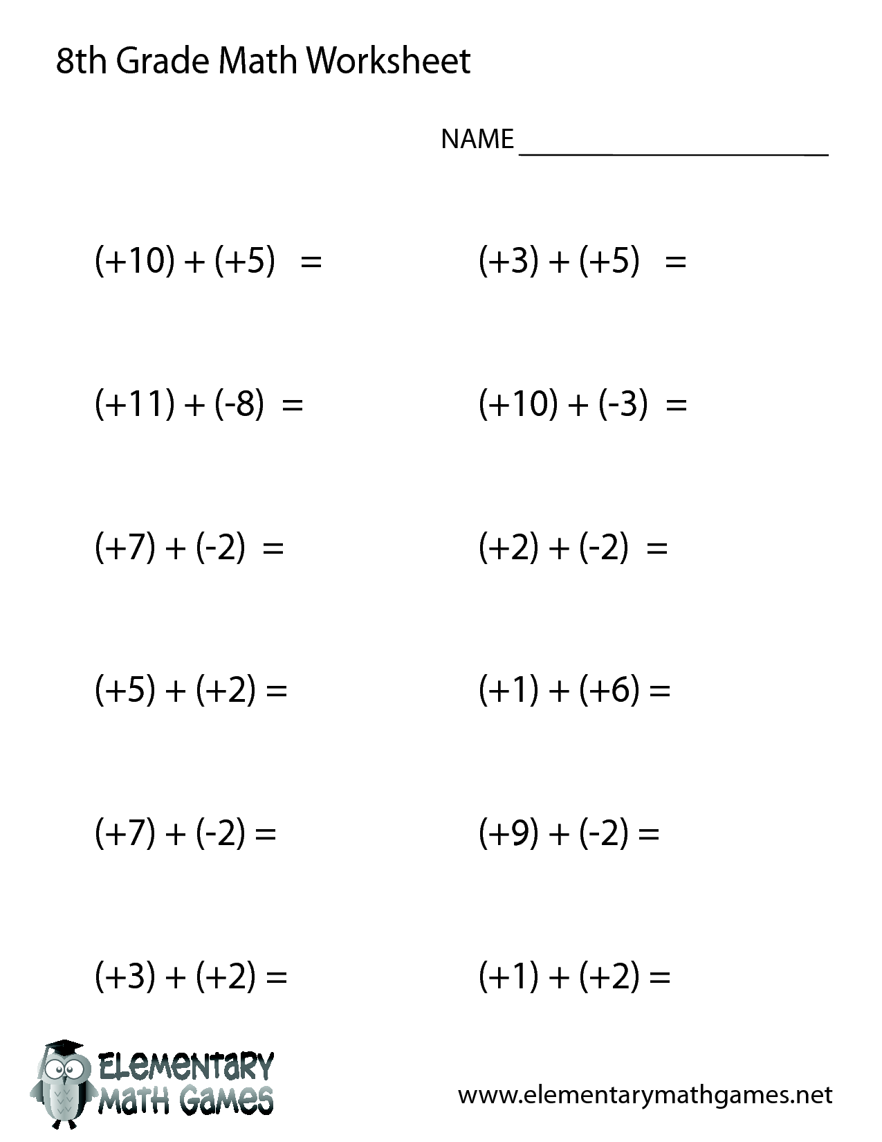 25 Math Worksheets 8th Grade Printable PDF