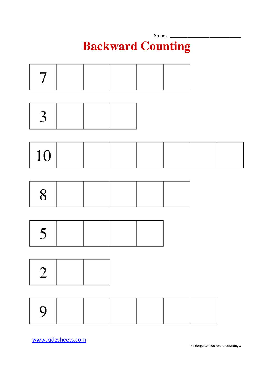 30 Math Worksheets Backward Counting Download