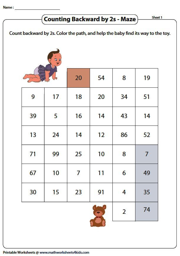 30 Math Worksheets Backward Counting Free