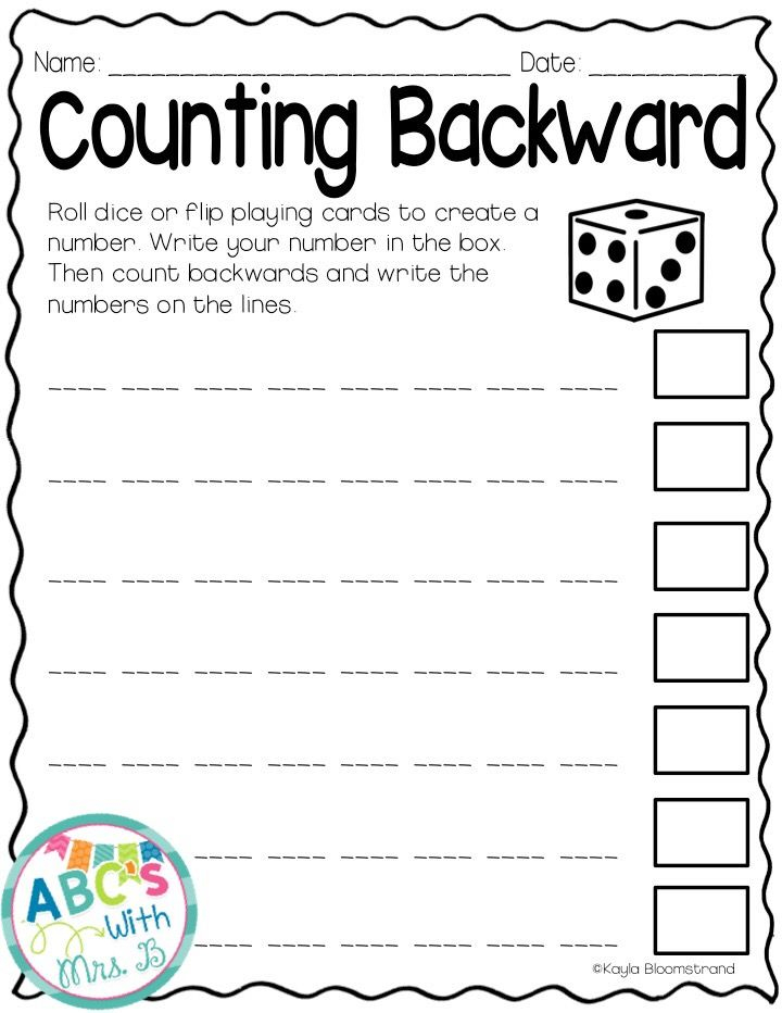 30 Math Worksheets Backward Counting Pdf