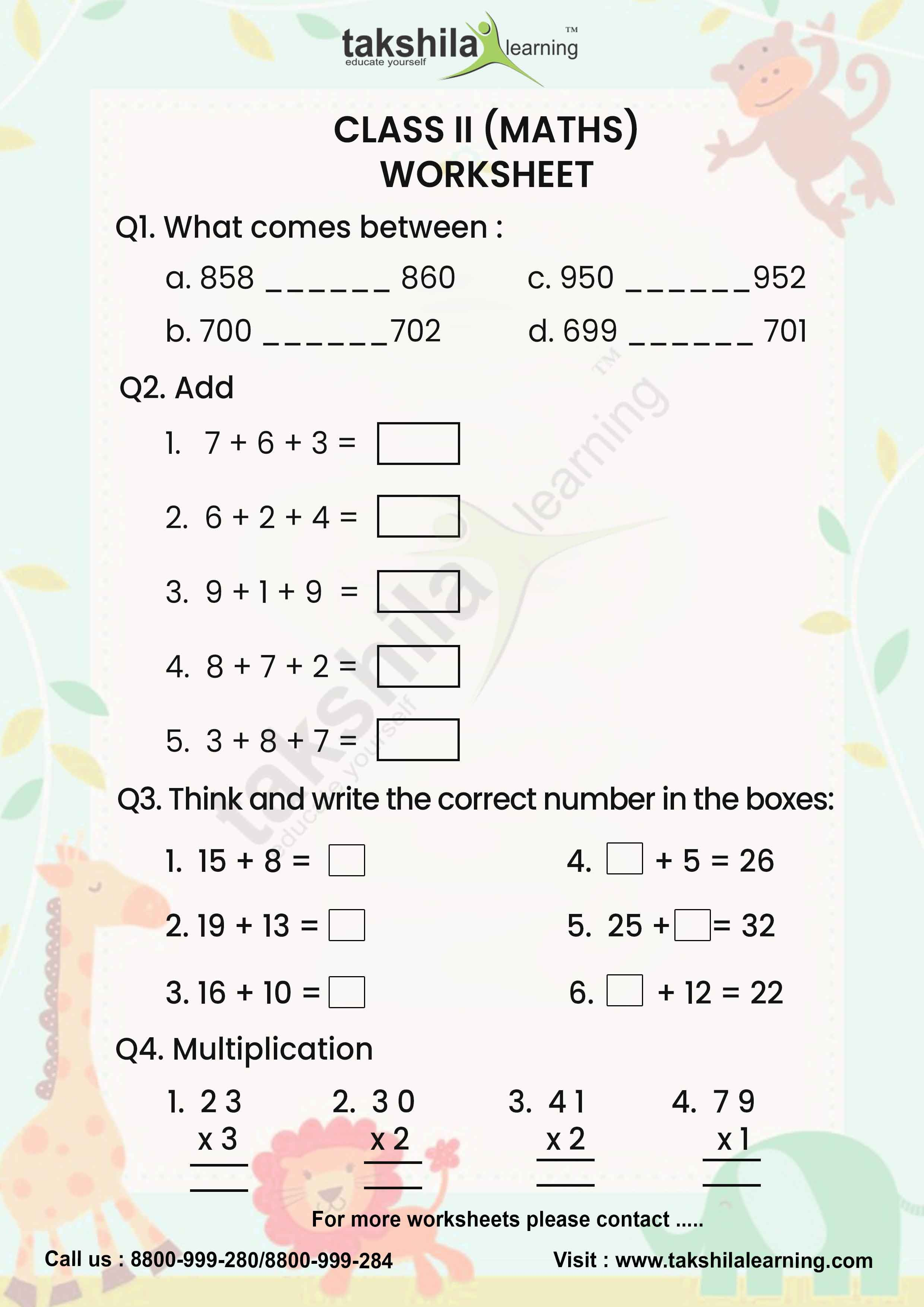 30 Math Worksheets Class 3Rd Download