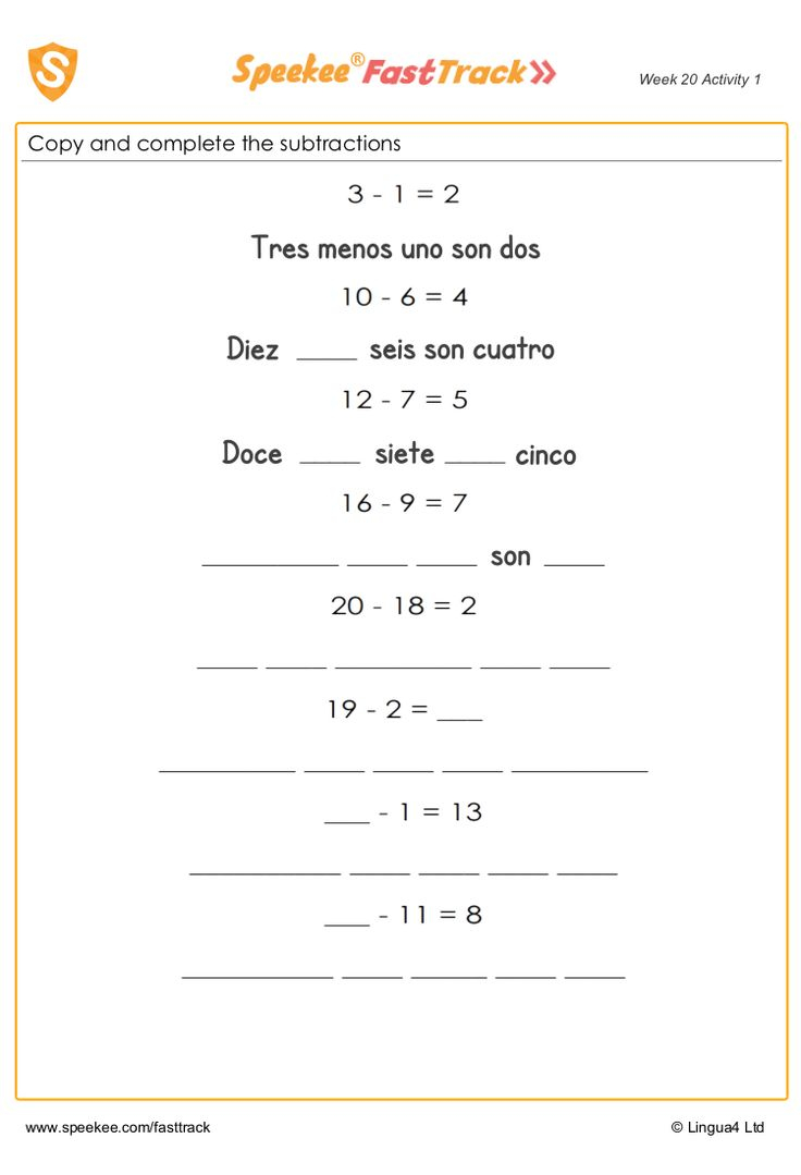 30 Math Worksheets In Spanish Download