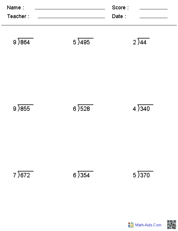 30 Math Worksheets Long Division Free