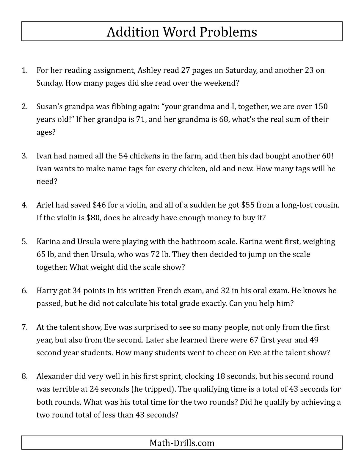 30 Math Worksheets Word Problems Download