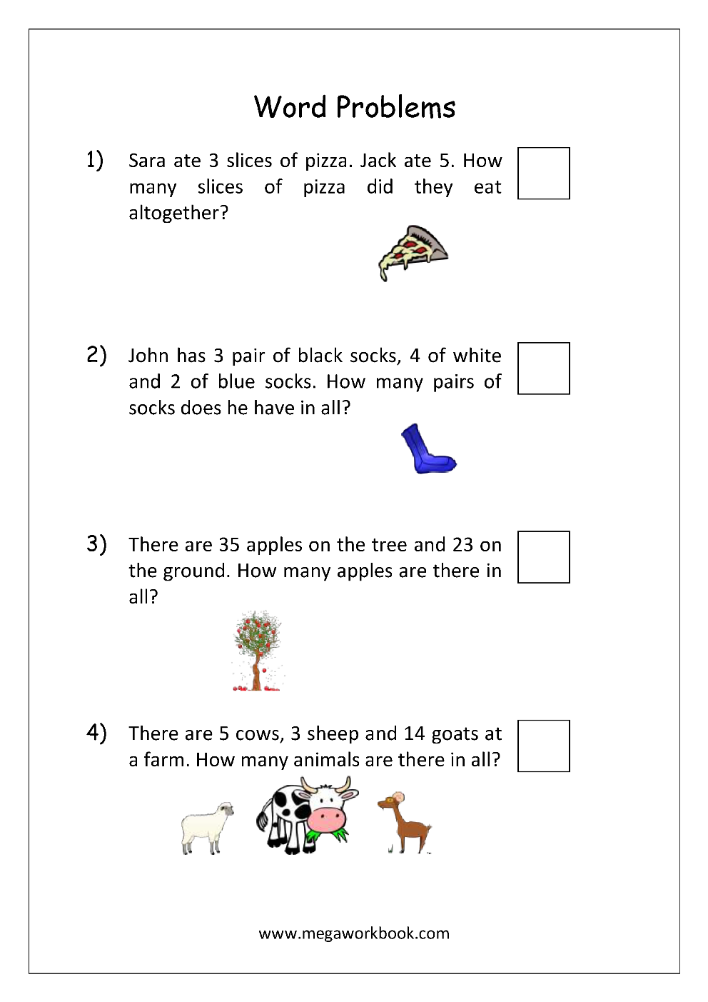 30 Math Worksheets Word Problems Free