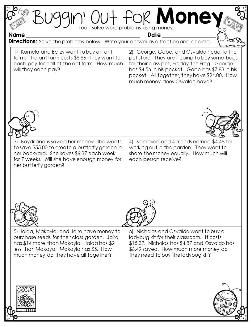 30 Math Worksheets Word Problems Free