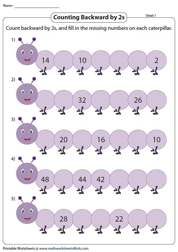 35 Math Worksheets Backward Counting Free