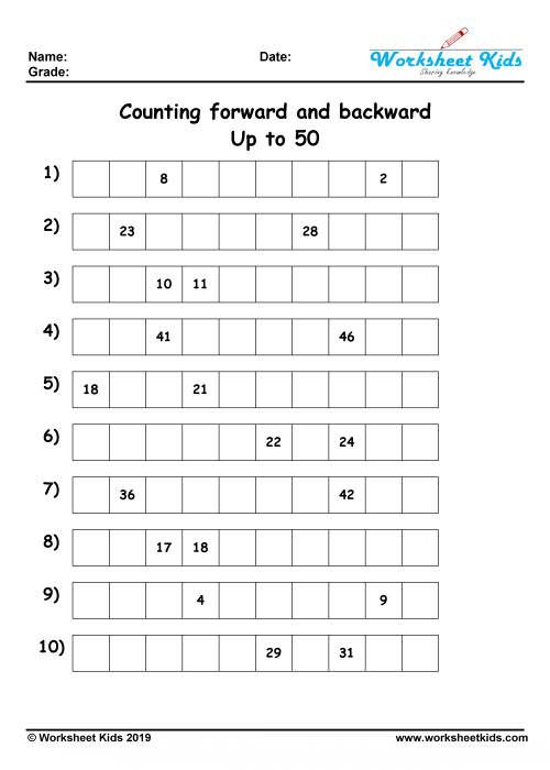 35 Math Worksheets Backward Counting Pdf