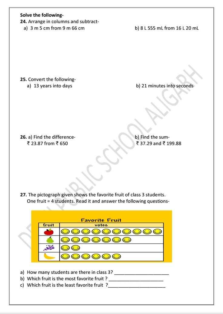 35 Math Worksheets Class 3Rd Free