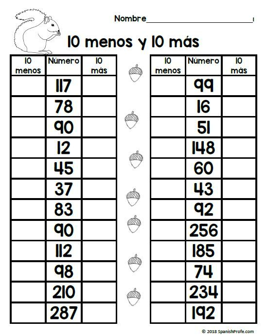 35 Math Worksheets In Spanish Pdf