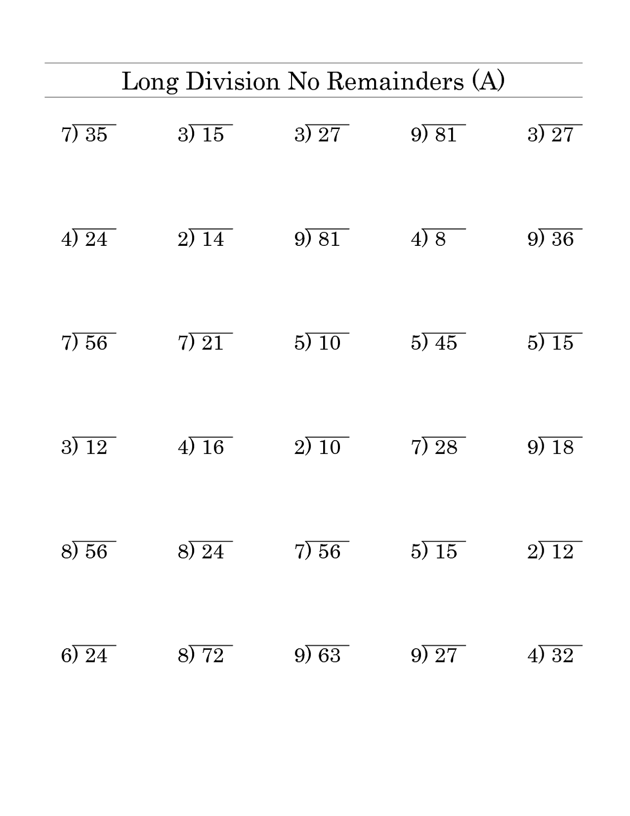 35 Math Worksheets Long Division Free