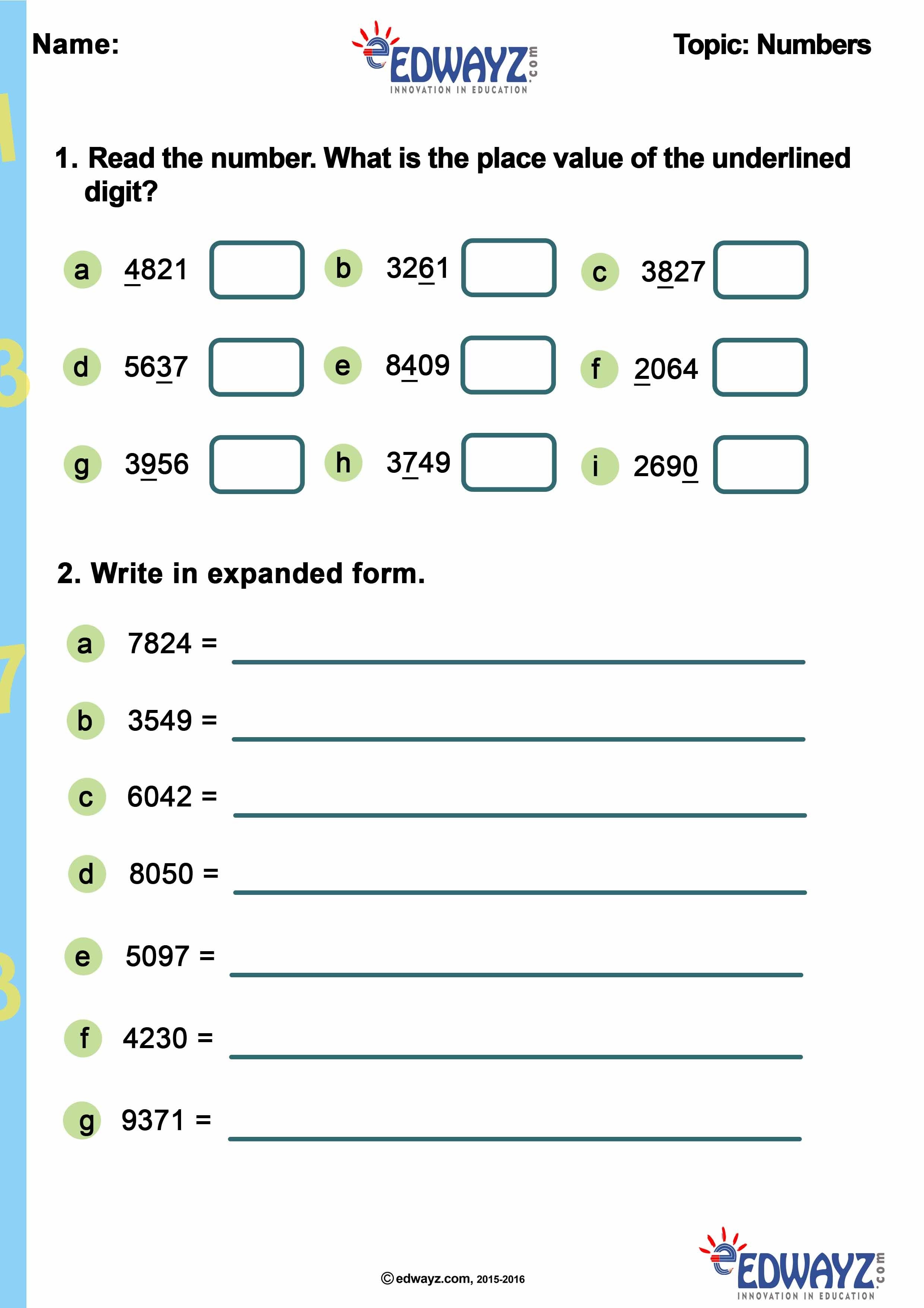 35 Math Worksheets Number Names Download