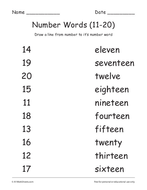 35 Math Worksheets Number Names Pdf