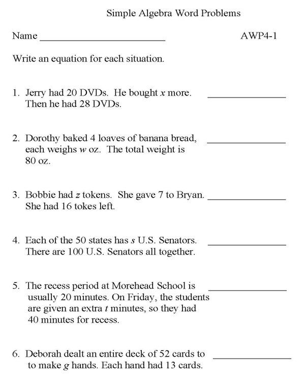 35 Math Worksheets Word Problems Download