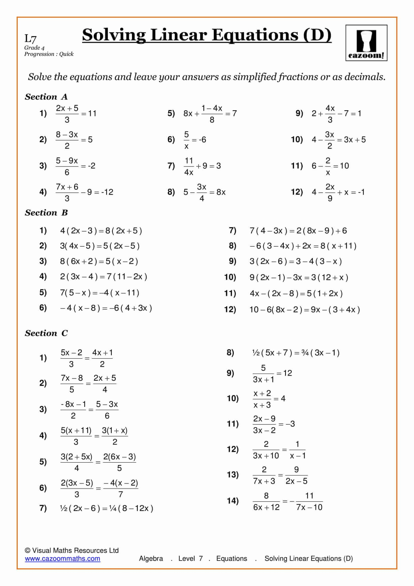 35 Math Worksheets Yr 7 Free