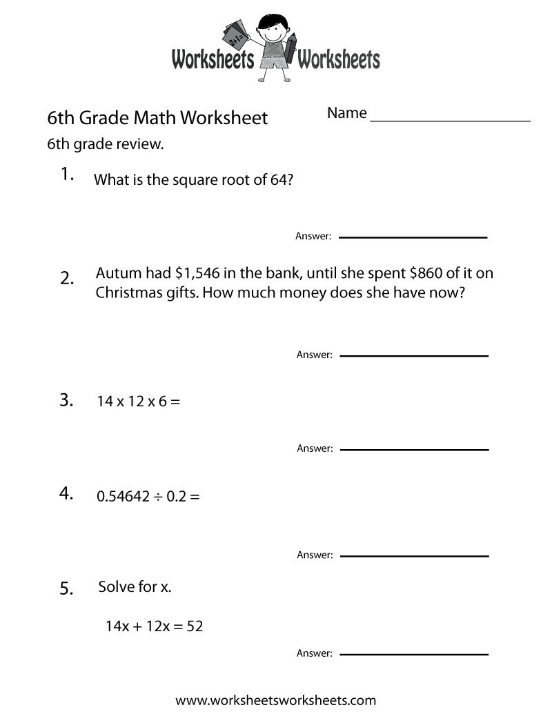 6Th Grade Math Worksheets Multiplying Decimals