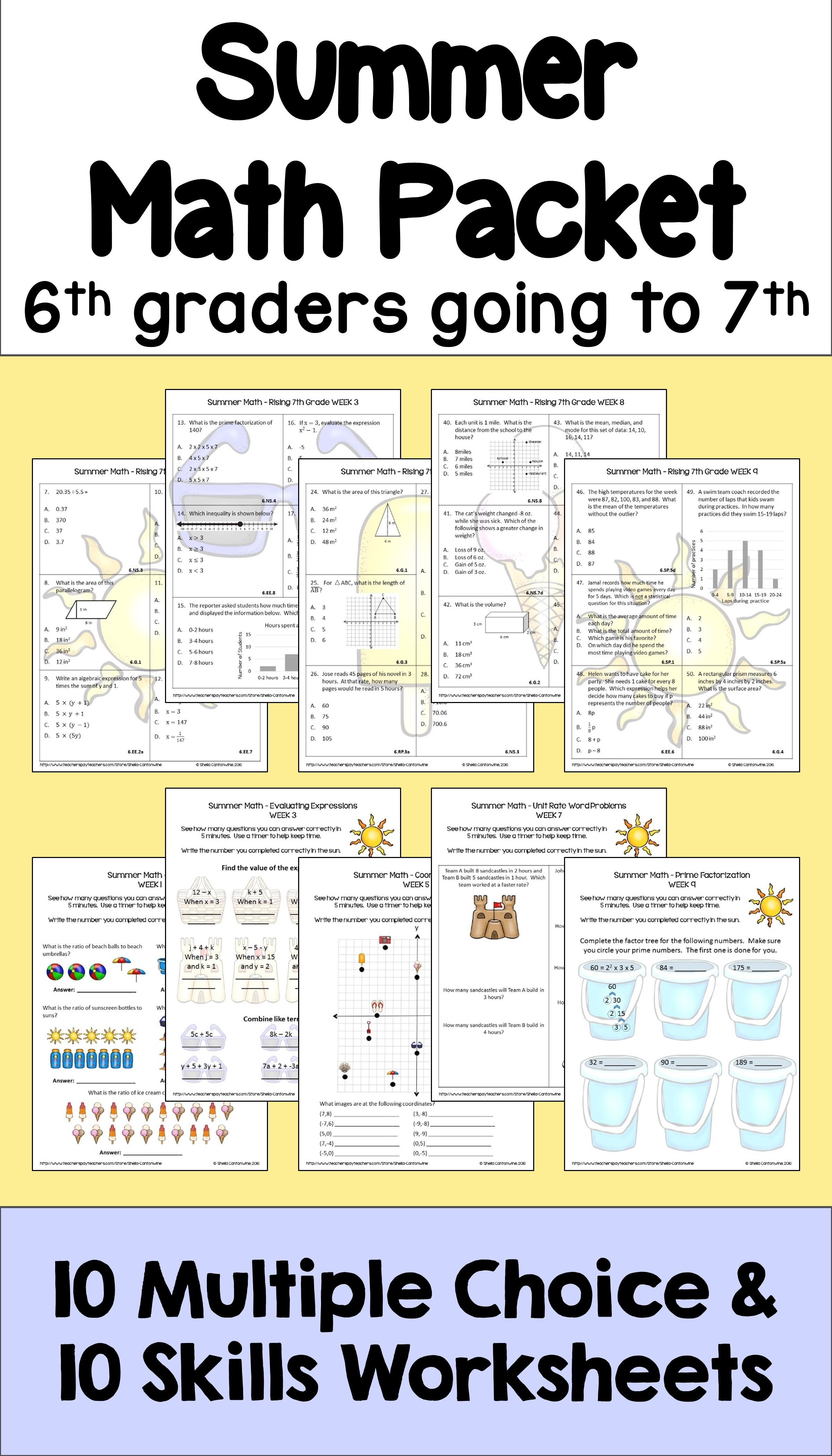 Math Worksheets For 6Th Grade Algebraic Expressions