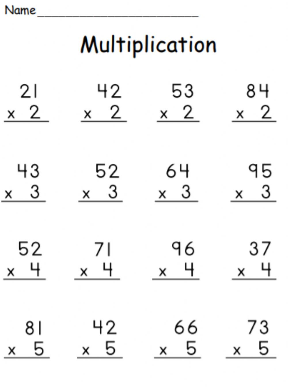 Math Worksheets Multiplication Customizable