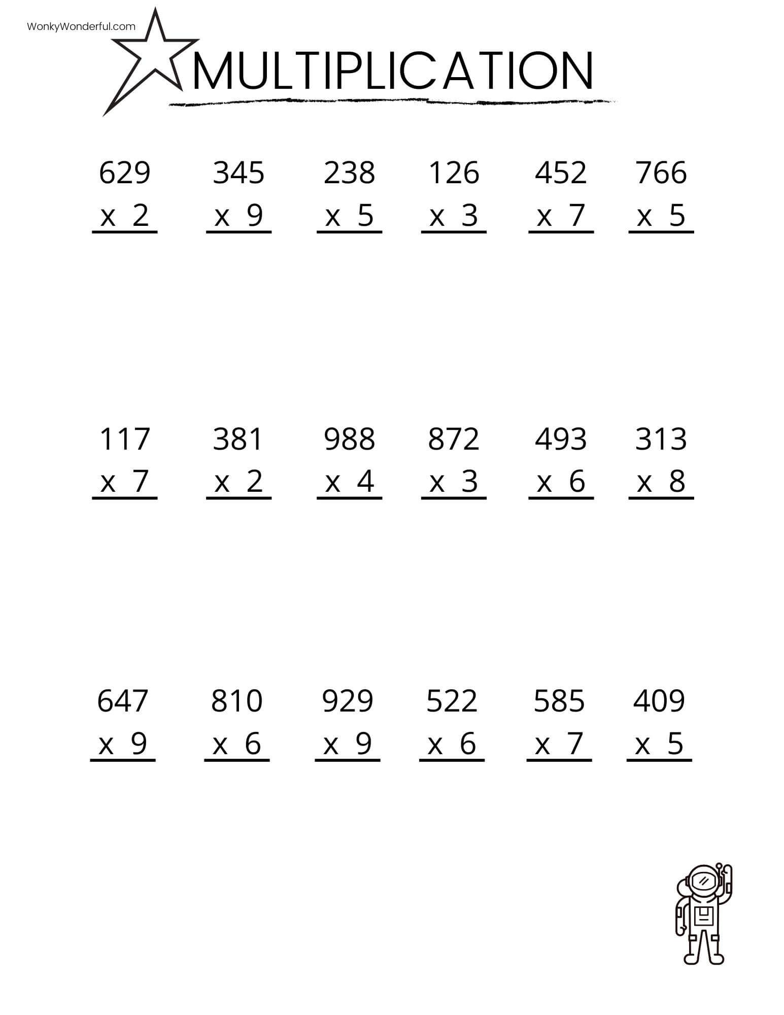Math Worksheets Multiplication Downloadable