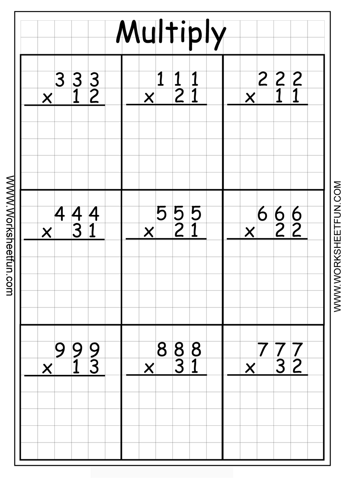 Math Worksheets Multiplication Instant download