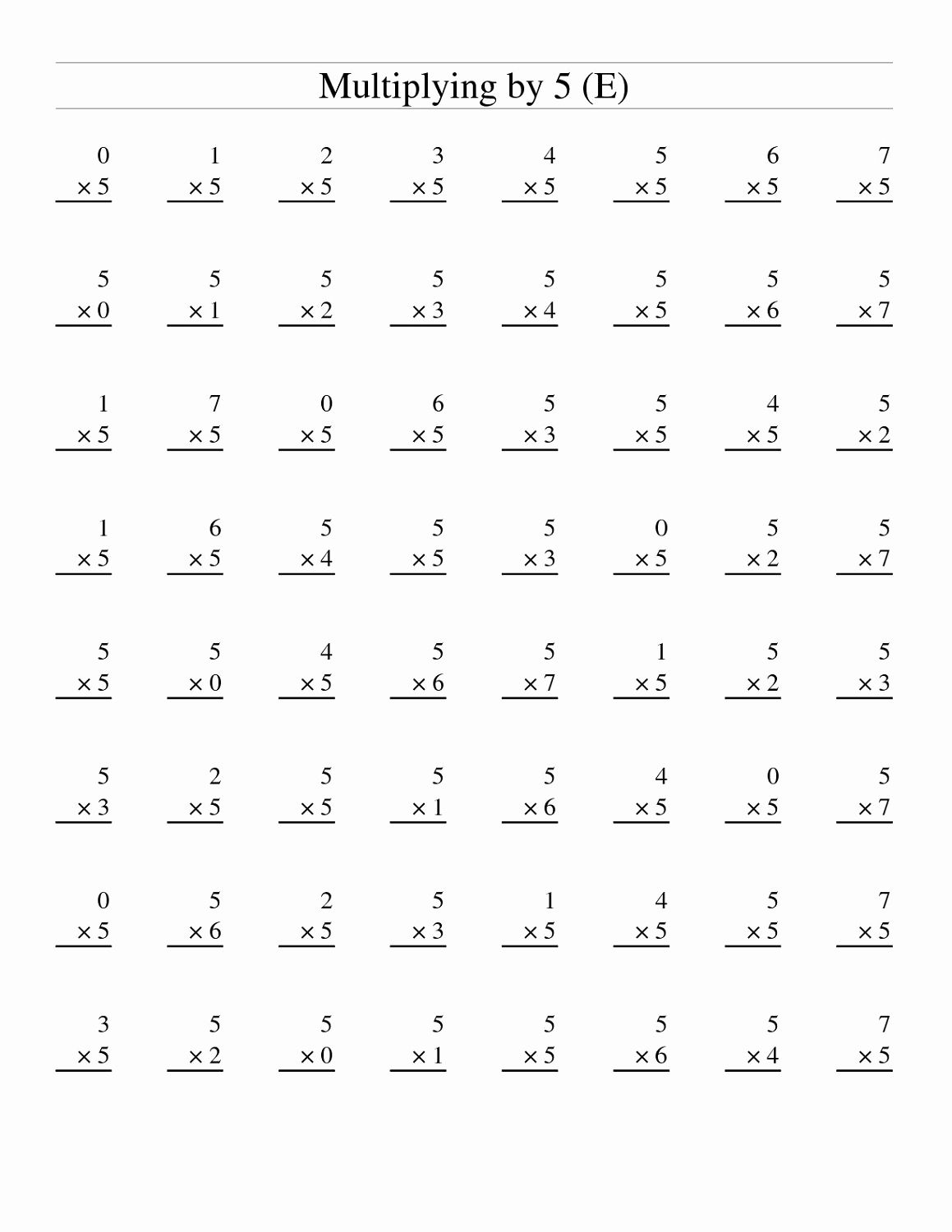 Math Worksheets Multiplication Printable