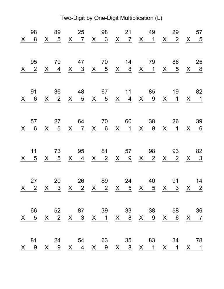 Math Worksheets Multiplication Ready to print
