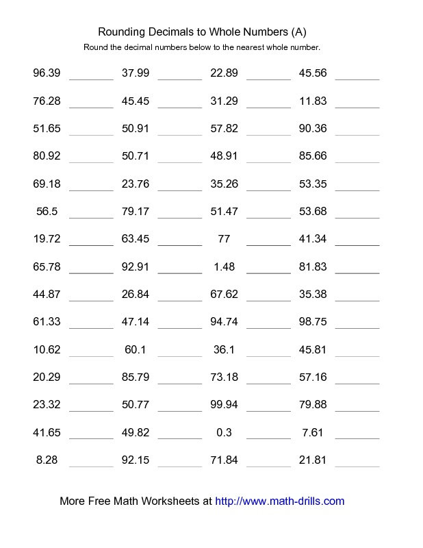 Math Worksheets Round Off And Rounding