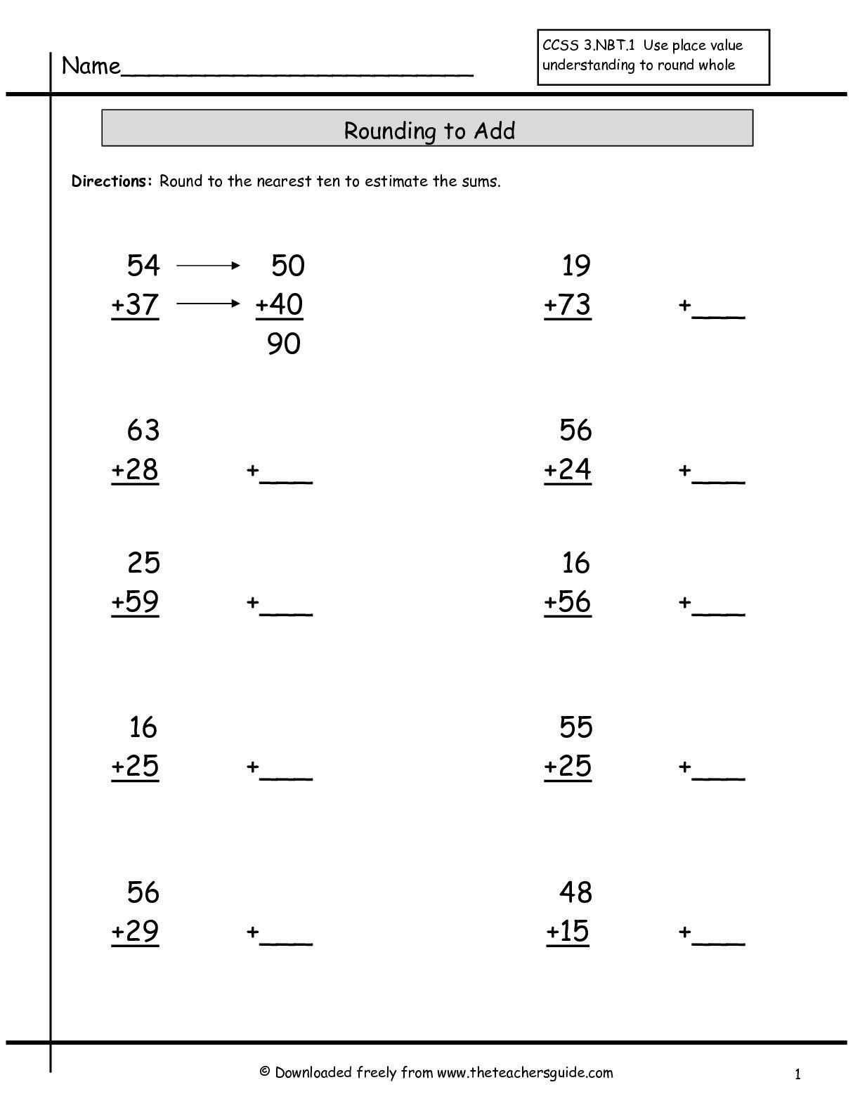 Math Worksheets Round Off Gymnastics