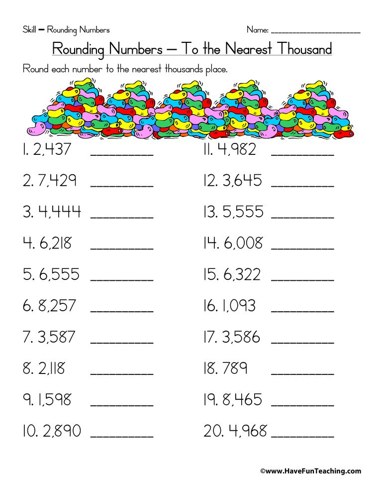 Math Worksheets Round Off Junior