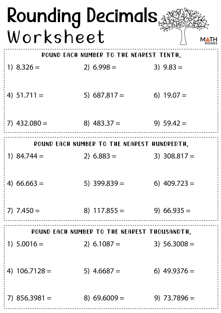 Math Worksheets Round Off Method