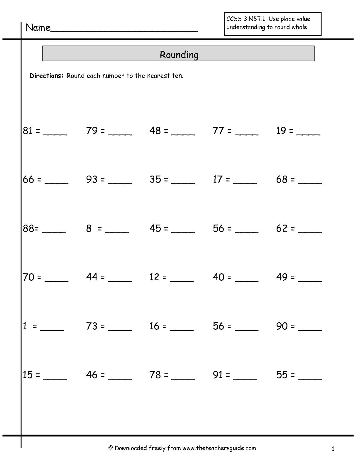 Math Worksheets Round Off Multiplication