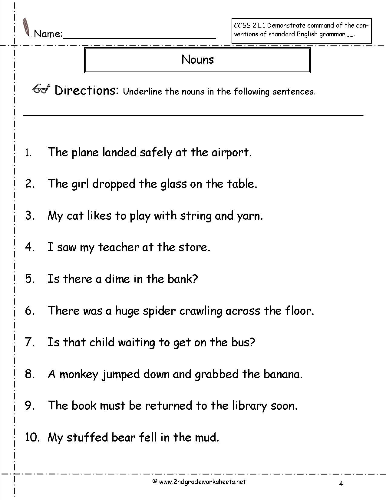 20 1St Grade Worksheets Grammar