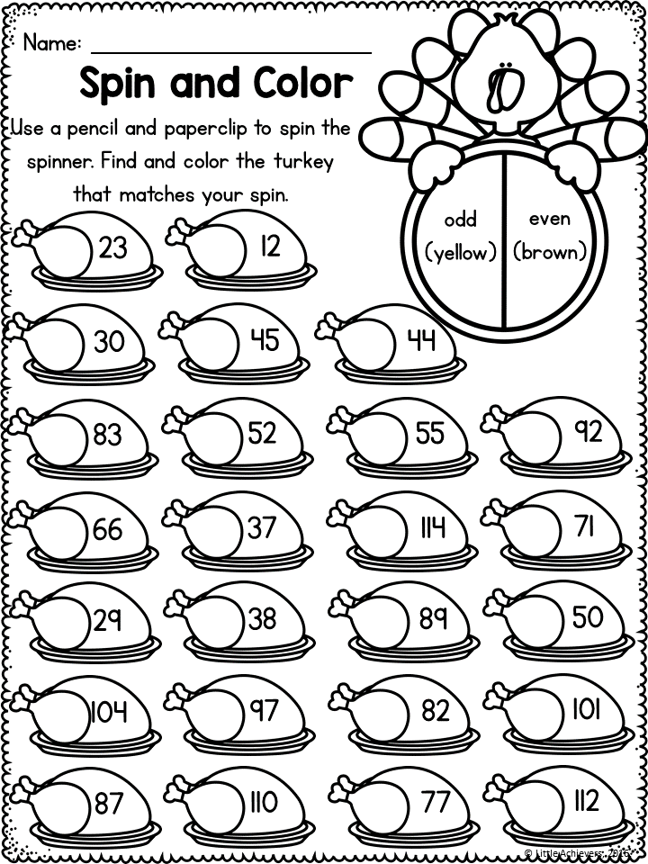 20 1St Grade Worksheets Thanksgiving