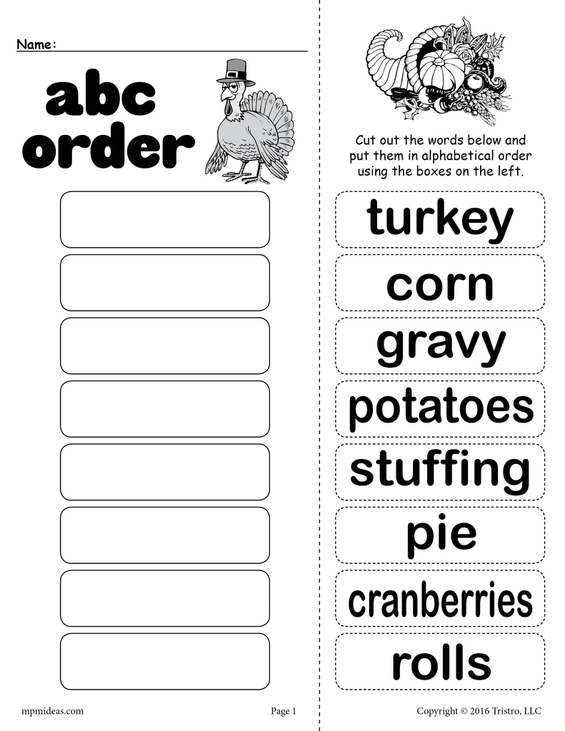 20 1St Grade Worksheets Thanksgiving