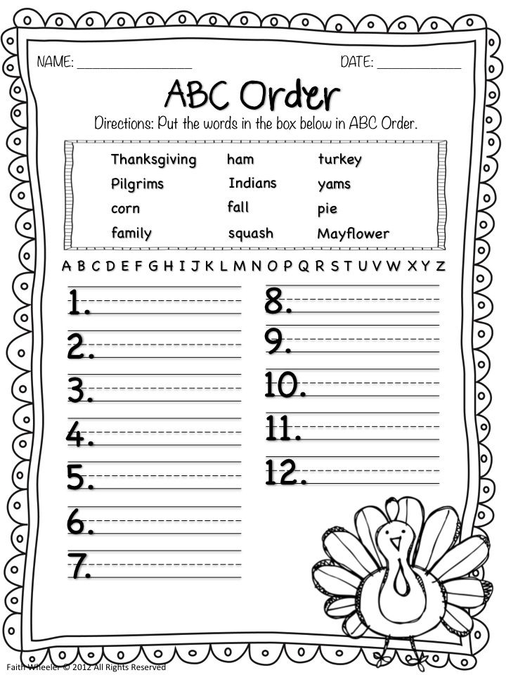 20 1St Grade Worksheets Thanksgiving