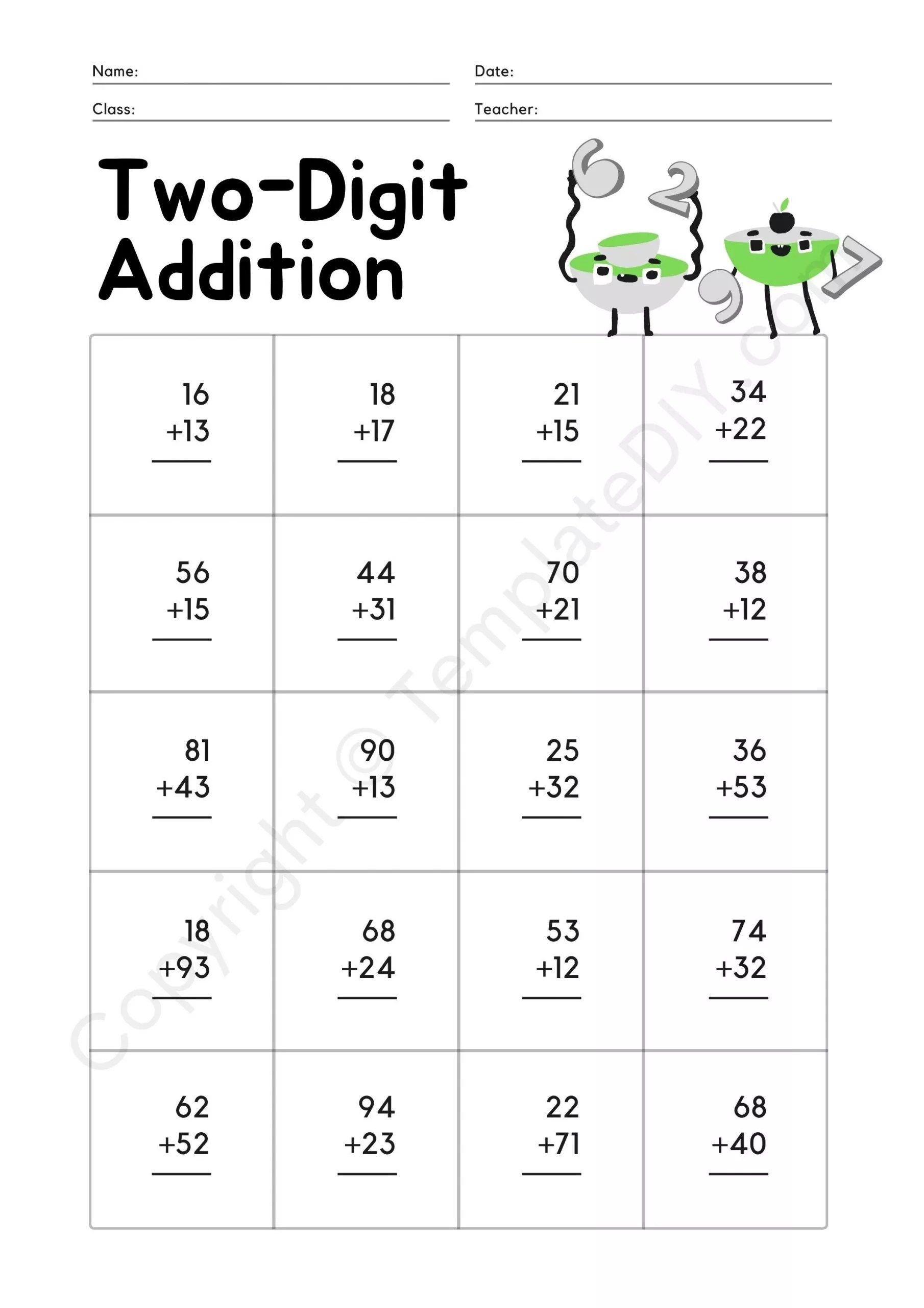 20 2Nd Grade Math Worksheets 3 Digit