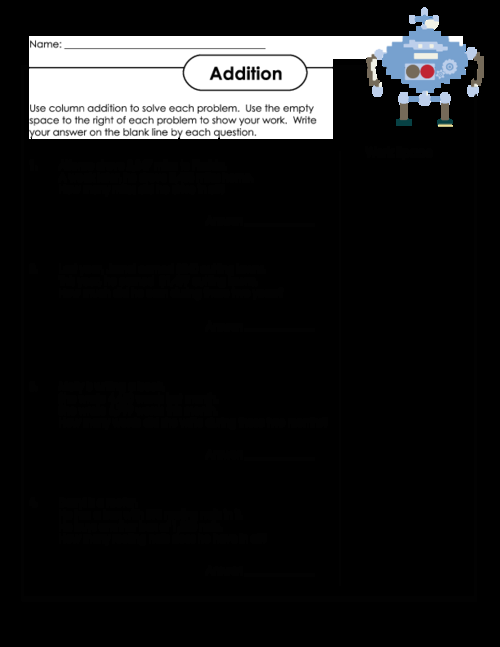 20 Addition Word Problem Worksheets 4Th Grade