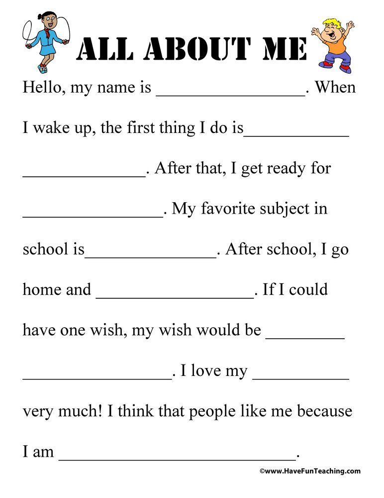 20 All About Me Worksheets For Kindergarten