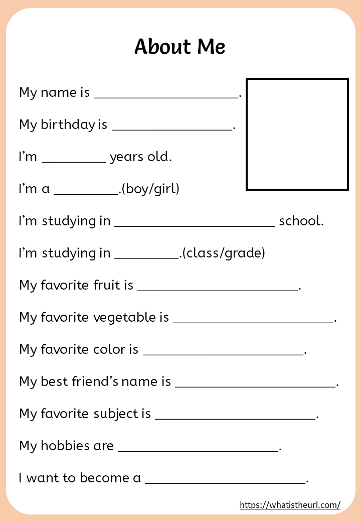 20 All About Me Worksheets For Kindergarten