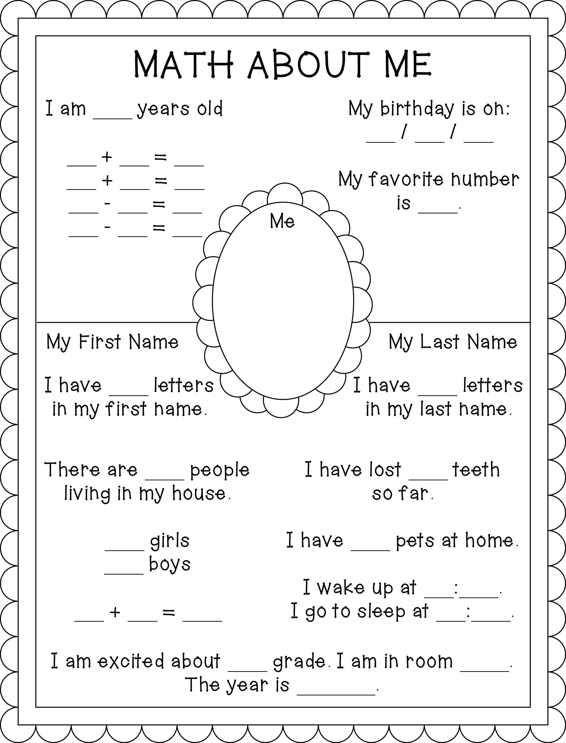 20 All About Me Worksheets For Kindergarten