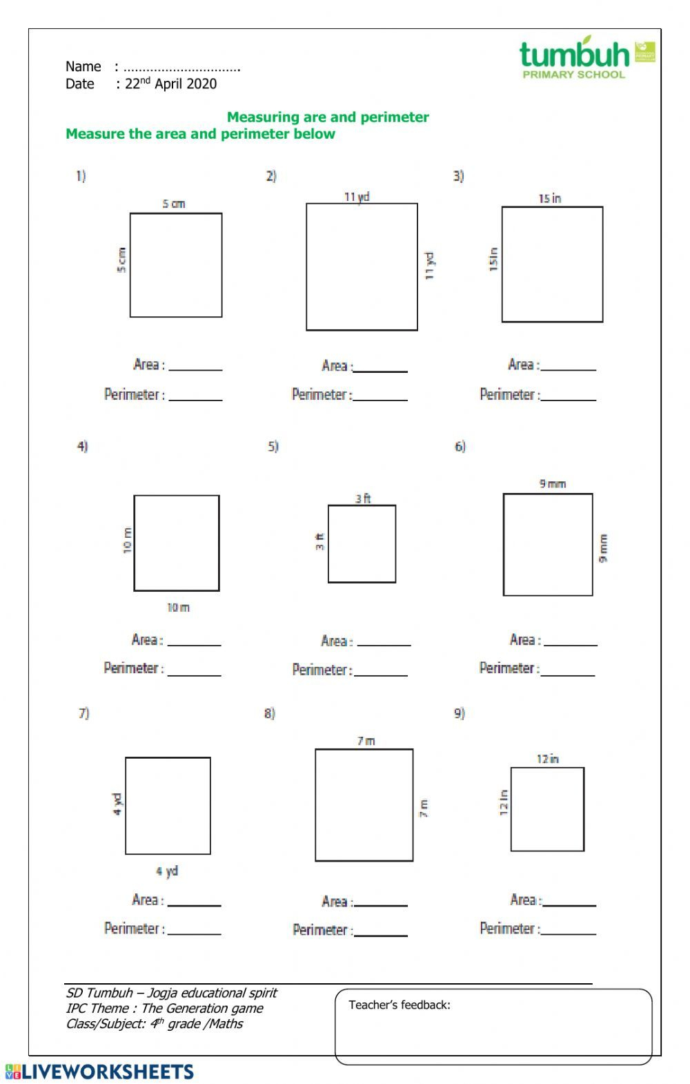 20 Area And Perimeter Worksheets