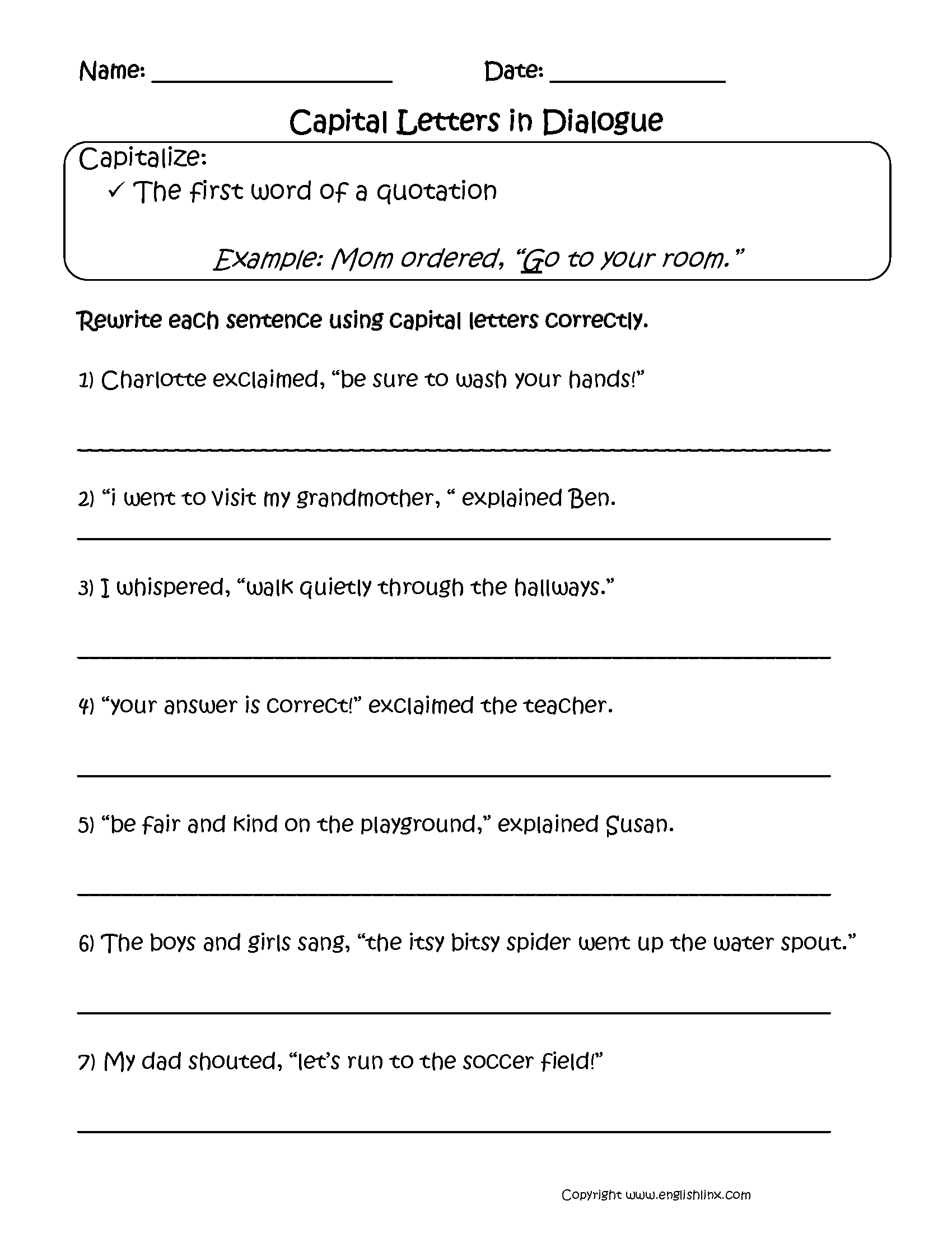 20 Capital Letters Worksheets 2Nd Grade