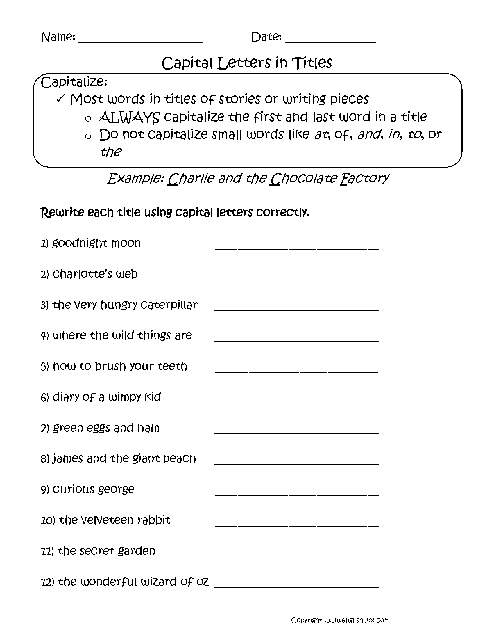 20 Capital Letters Worksheets 2Nd Grade