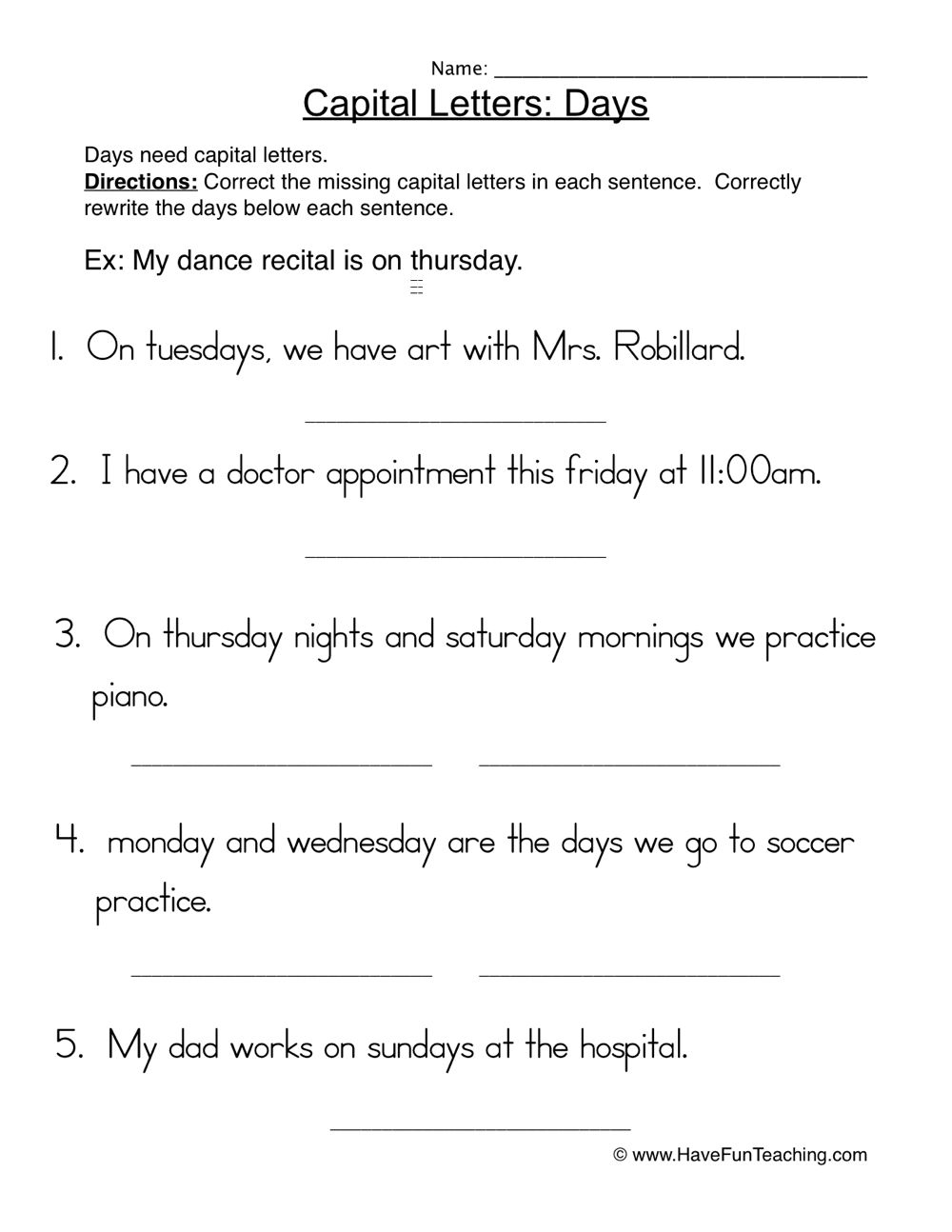 20 Capital Letters Worksheets 2Nd Grade