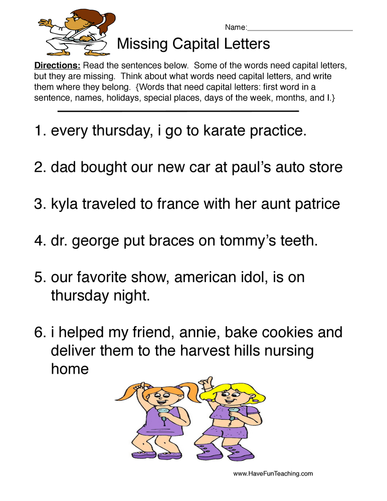 20 Capital Letters Worksheets 2Nd Grade