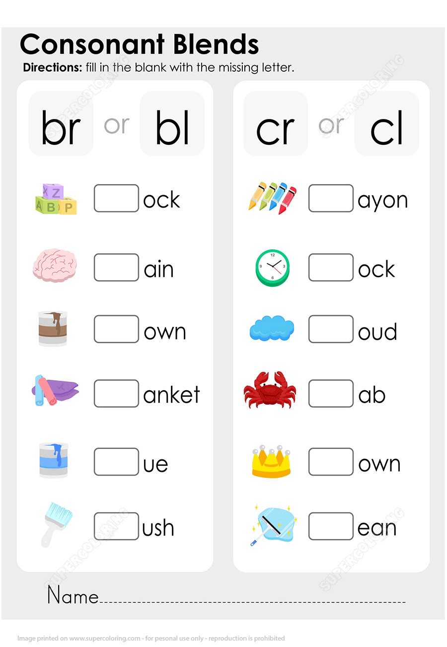 20 Consonant Blends Worksheets Kindergarten