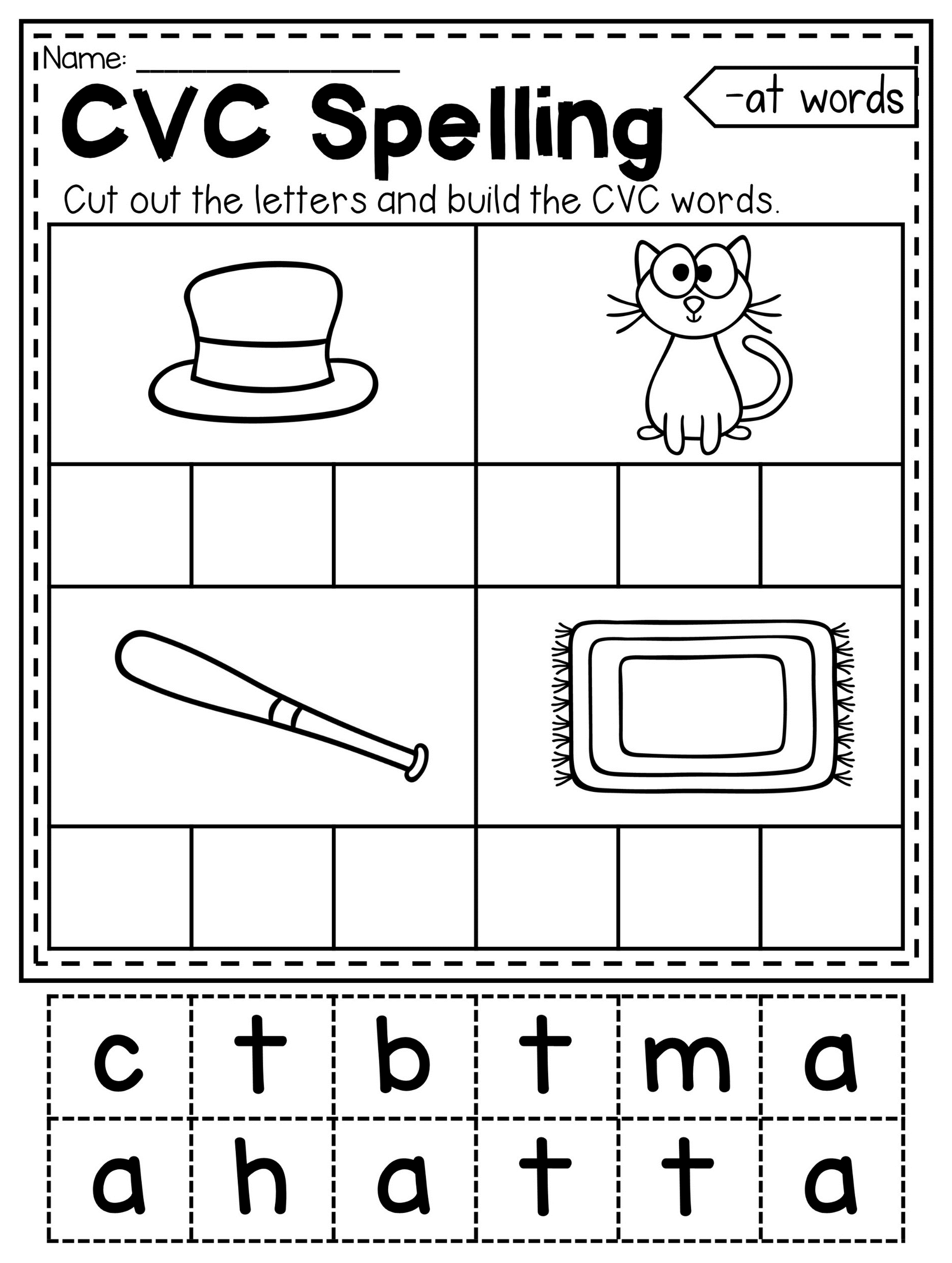 20 Cvc At Word Worksheets For Kindergarten