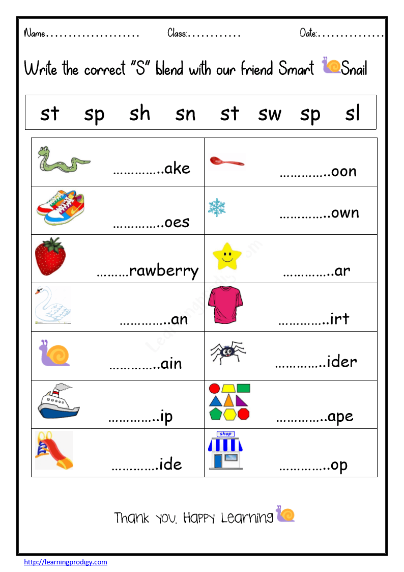 20 English Blends Worksheets For Kindergarten