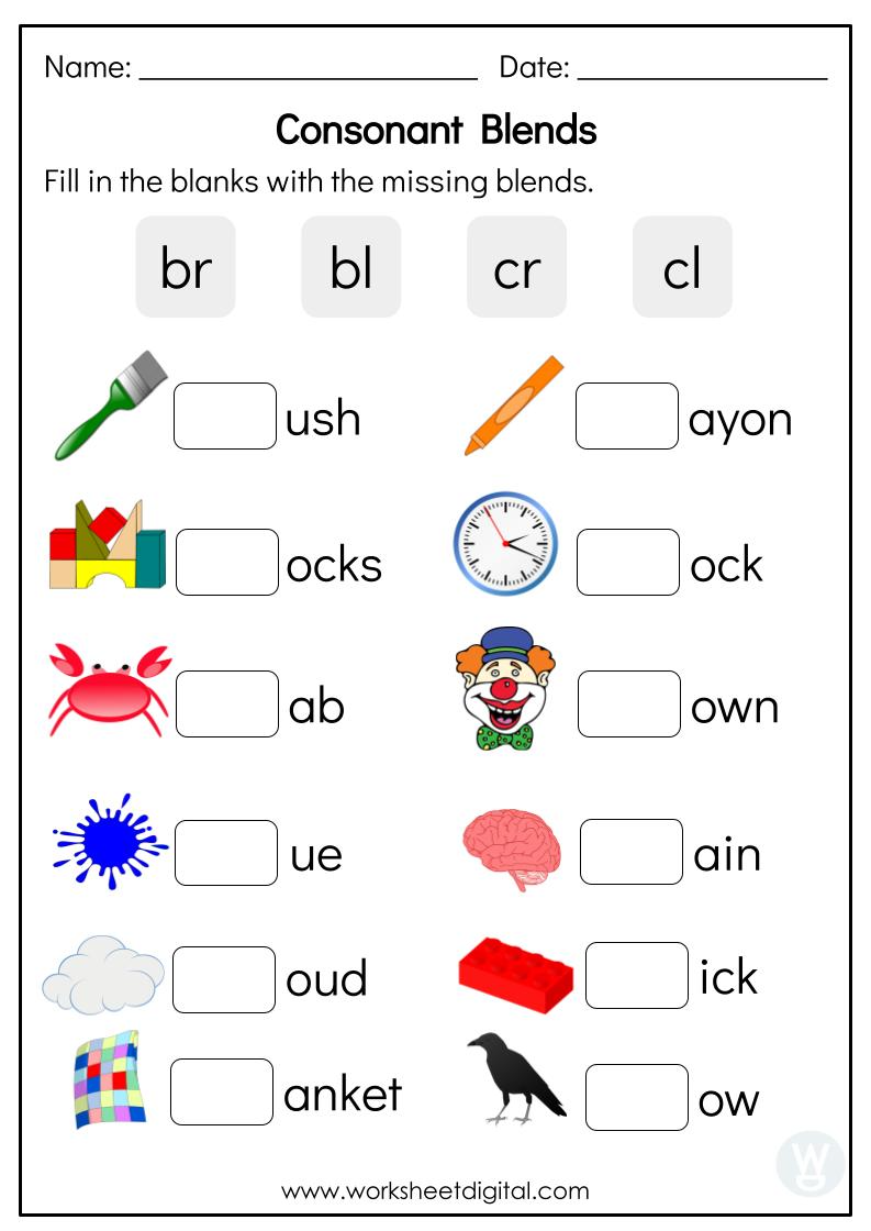 20 English Blends Worksheets For Kindergarten