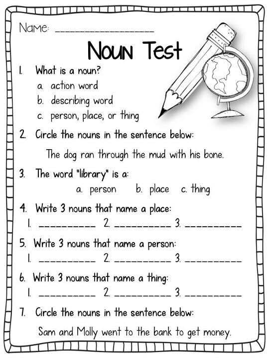 20 English Worksheets For Grade 1 Noun